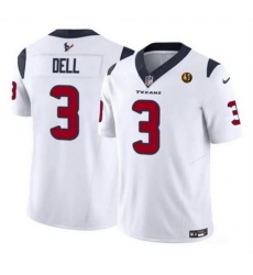Men Houston Texans 3 Tank Dell White 2023 F U S E  With John Madden Patch Vapor Limited Stitched Football Jersey