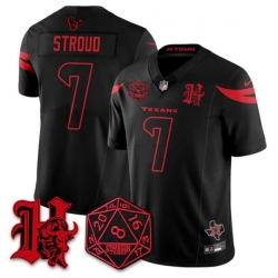 Men Houston Texans 7 C J  Stroud Black F U S E   Stranger Things Edition Vapor Limited Stitched Football Jersey