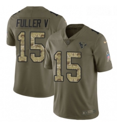 Men Nike Houston Texans 15 Will Fuller V Limited OliveCamo 2017 Salute to Service NFL Jersey