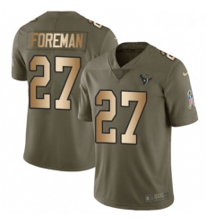 Men Nike Houston Texans 27 DOnta Foreman Limited OliveGold 2017 Salute to Service NFL Jersey
