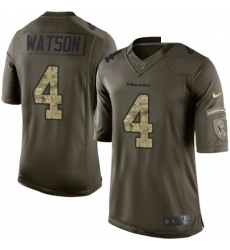 Men Nike Houston Texans 4 Deshaun Watson Limited Green Salute to Service NFL Jersey
