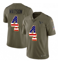 Men Nike Houston Texans 4 Deshaun Watson Limited OliveUSA Flag 2017 Salute to Service NFL Jersey
