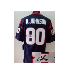 Nike Houston Texans 80 Andre Johnson Blue Elite Signed NFL Jersey