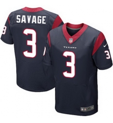 Nike Texans #3 Tom Savage Navy Blue Team Color Mens Stitched NFL Elite Jersey