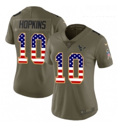 Womens Nike Houston Texans 10 DeAndre Hopkins Limited OliveUSA Flag 2017 Salute to Service NFL Jersey