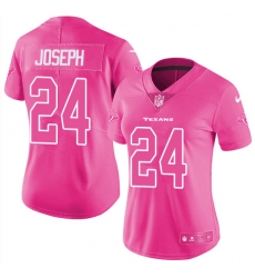 Womens Nike Texans #24 Johnathan Joseph Pink  Stitched NFL Limited Rush Fashion Jersey