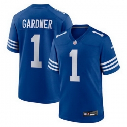 Men Indianapolis Colts 1 Sauce Gardner Blue Vapor Limited Stitched Football Jersey