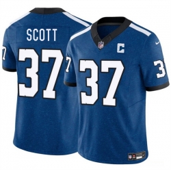 Men Indianapolis Colts 37 Daniel Scott Blue 2025 F U S E  Throwback Vapor Limited Stitched Football Jersey