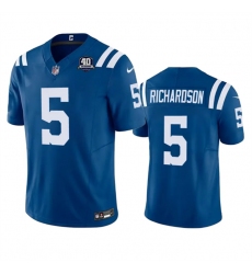 Men Indianapolis Colts 5 Anthony Richardson Blue 2023 F U S E 40th Anniversary Vapor Untouchable Stitched Football Jersey