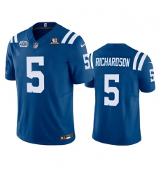 Men Indianapolis Colts 5 Anthony Richardson Royal 2023 F U S E  With Prem1ere Patch 40th Anniversary Vapor Untouchable Limited Stitched Football Jersey