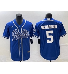 Men Indianapolis Colts 5 Anthony Richardson Royal Cool Base Stitched Baseball Jersey