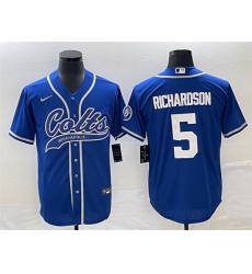 Men Indianapolis Colts 5 Anthony Richardson Royal Cool Base Stitched Baseball Jersey