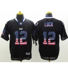 Nike Indianapolis Colts 12 Andrew Luck Black Elite USA Flag Fashion NFL Jersey