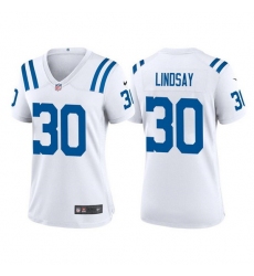 Women Indianapolis Colts 30 Phillip Lindsay White Stitched Jersey 28Run Small 2