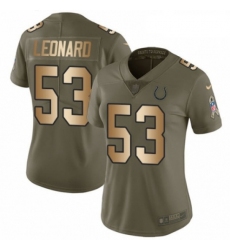 Womens Nike Indianapolis Colts 53 Darius Leonard Limited OliveGold 2017 Salute to Service NFL Jersey