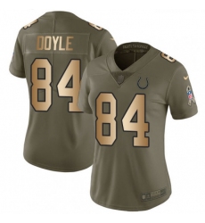 Womens Nike Indianapolis Colts 84 Jack Doyle Limited OliveGold 2017 Salute to Service NFL Jersey