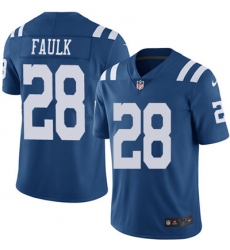 Youth Nike Colts #28 Marshall Faulk Royal Blue Stitched NFL Limited Rush Jersey