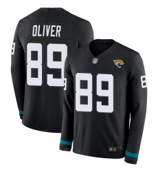 Jaguars 89 Josh Oliver Black Team Color Men Stitched Football Limited Therma Long Sleeve Jersey