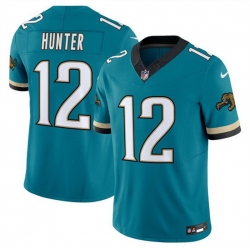 Men Jacksonville Jaguars 12 Travis Hunter Teal 2025 Draft F U S E  Prowler Throwback Vapor Limited Stitched Football Jersey