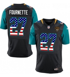 Men Nike Jacksonville Jaguars 27 Leonard Fournette Elite Black Alternate USA Flag Fashion NFL Jersey