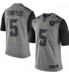 Men Nike Jacksonville Jaguars 5 Blake Bortles Limited Gray Gridiron NFL Jersey