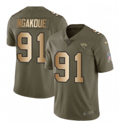 Men Nike Jacksonville Jaguars 91 Yannick Ngakoue Limited OliveGold 2017 Salute to Service NFL Jersey