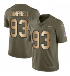 Men Nike Jacksonville Jaguars 93 Calais Campbell Limited OliveGold 2017 Salute to Service NFL Jersey
