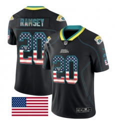 Nike Jaguars #20 Jalen Ramsey Black Mens Stitched NFL Limited Rush USA Flag Jersey