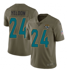 Nike Jaguars #24 T J Yeldon Olive Mens Stitched NFL Limited 2017 Salute to Service Jersey