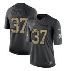 Nike Jaguars #37 John Cyprien Black Mens Stitched NFL Limited 2016 Salute To Service Jersey