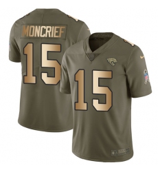 Nike Limited Men Donte Moncrief Olive Gold Jersey NFL #15 Jacksonville Jaguars 2017 Salute to Service