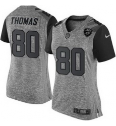 Nike Jaguars #80 Julius Thomas Gray Womens Stitched NFL Limited Gridiron Gray Jersey