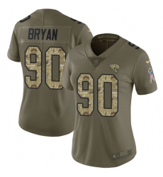 Nike Jaguars #90 Taven Bryan Olive Camo Womens Stitched NFL Limited 2017 Salute to Service Jersey