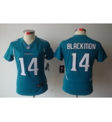 Women Nike Jacksonville Jaguars 14# Justin Blackmon Green(Women Limited Jerseys)2