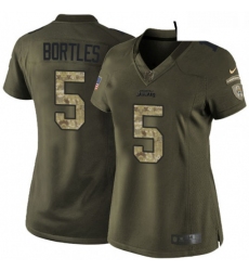 Womens Nike Jacksonville Jaguars 5 Blake Bortles Elite Green Salute to Service NFL Jersey