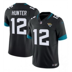Youth Jacksonville Jaguars 12 Travis Hunter Black 2025 Draft F U S E  Vapor Limited Stitched Football Jersey