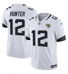 Youth Jacksonville Jaguars 12 Travis Hunter White 2025 Draft F U S E  Vapor Limited Stitched Football Jersey
