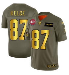 Chiefs 87 Travis Kelce Camo Gold Men Stitched Football Limited 2019 Salute To Service Jersey