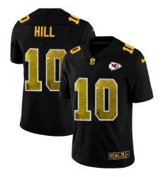 Kansas City Chiefs 10 Tyreek Hill Men Black Nike Golden Sequin Vapor Limited NFL Jersey