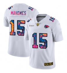 Kansas City Chiefs 15 Patrick Mahomes Men White Nike Multi Color 2020 NFL Crucial Catch Limited NFL Jersey
