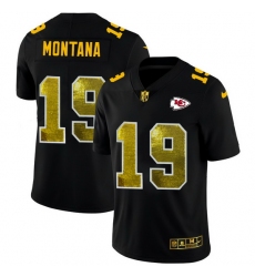 Kansas City Chiefs 19 Joe Montana Men Black Nike Golden Sequin Vapor Limited NFL Jersey