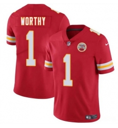 Men   Kansas City Chiefs 1 Xavier Worthy Red 2024 Draft Vapor Untouchable Limited Stitched Football Jersey