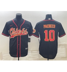 Men Kansas City Chiefs 10 Isiah Pacheco Black With Patch Cool Base Stitched Baseball Jerseys