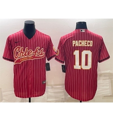 Men Kansas City Chiefs 10 Isiah Pacheco Red With Patch Cool Base Stitched Baseball Jersey