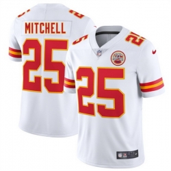 Men   Kansas City Chiefs 25 Elijah Mitchell White 2025 Vapor Untouchable Limited Stitched Football Jersey