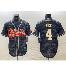 Men Kansas City Chiefs 4 Rashee Rice Grey Camo Cool Base Stitched Baseball Jersey