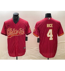 Men Kansas City Chiefs 4 Rashee Rice Red Cool Base Stitched Baseball Jersey