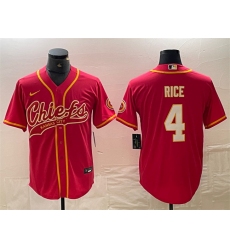 Men Kansas City Chiefs 4 Rashee Rice Red Cool Base Stitched Baseball Jerseys