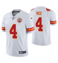 Men   Kansas City Chiefs 4 Rashee Rice White Vapor Untouchable Limited Stitched Football Jersey