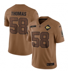Men   Kansas City Chiefs 58 Derrick Thomas 2023 Brown Salute To Service Limited Stitched Jersey
